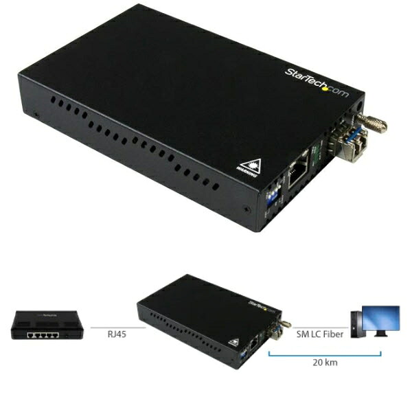 StarTech.com ギガビットイーサネット対応光メディアコンバータ 1000BASE-T(RJ45) - 1000BASE-LX(シングルモード LC) 20km ET91000SM20