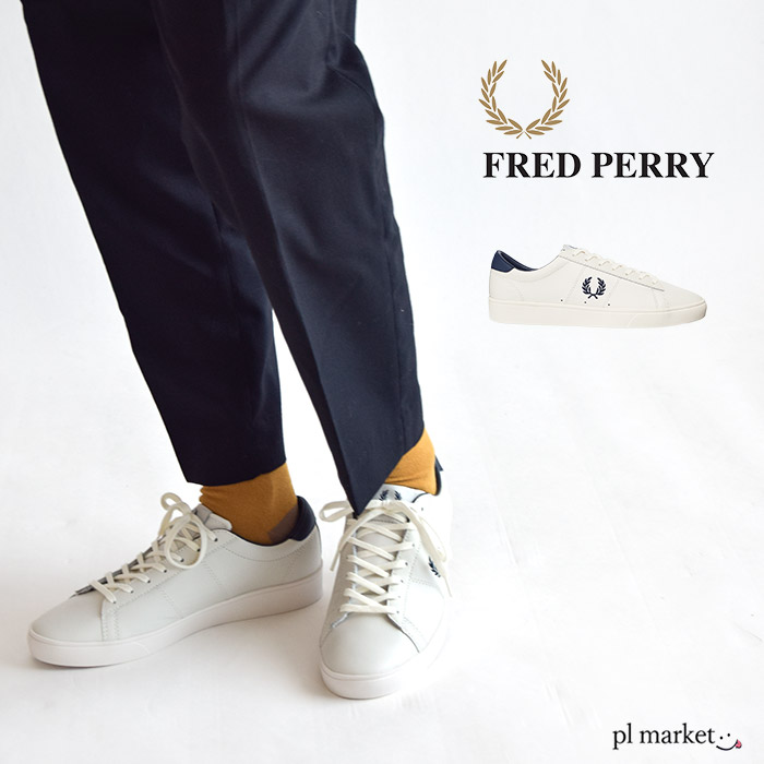 楽天市場 フレッドペリー スニーカー Fred Perry メンズ Fred Perry スニーカー スペンサー レザー Spencer Leather ポーセリン ネイビー 251 254 Plmarket ピーエルマーケット