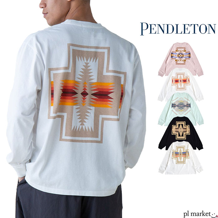 ペンドルトン PENDLETON ロンT 長袖 プルオーバー 吸汗 速乾 素っ気ない触れ合う うしろ側刷り上げる 原住民柄 幾何学学飾りつけ ネイティブアメリカン ハーディング ロング捩り Back Print LS Tee メンズ レディース ユニ一発やる 綿 春 秋 冬 M L 全5色 9175-9007