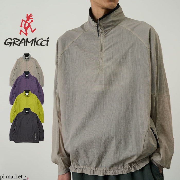 【2026春夏新作】 グラミチ Gramicci 上衣 メンズ レディース 軽アウター ハーフジップ 軽さ 撥水 薄べったい パッカブル ウィンドブレーカー 山岳パーカー アウトドア ウルトラライトパッカブルジャケット 上唇立ちふさがる 春 秋 G6SM-J024