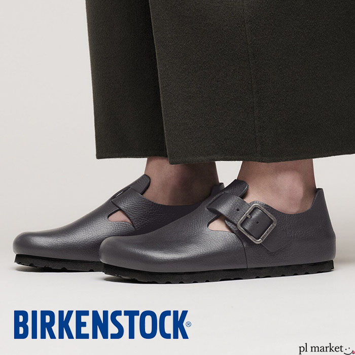 【P3倍/2足目10％OFF引き換え証/2026春夏新作】定め事取りまわし店 ビルケンシュトック BIRKENSTOCK 英国の首都 針金 バックル London Wire Buckle 自然的なめし革 レギュラー メンズ シームレス 黒いこと ヴィンテージウッドブラック 黒 1030176
