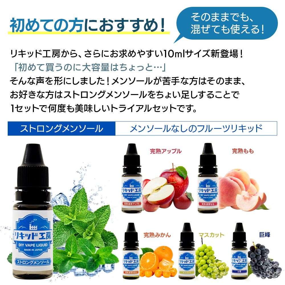 市場 クーポン利用で200円OFF 10ml お試しセット リキッド ストロングメンソール 6本 電子タバコ 人気フレーバー