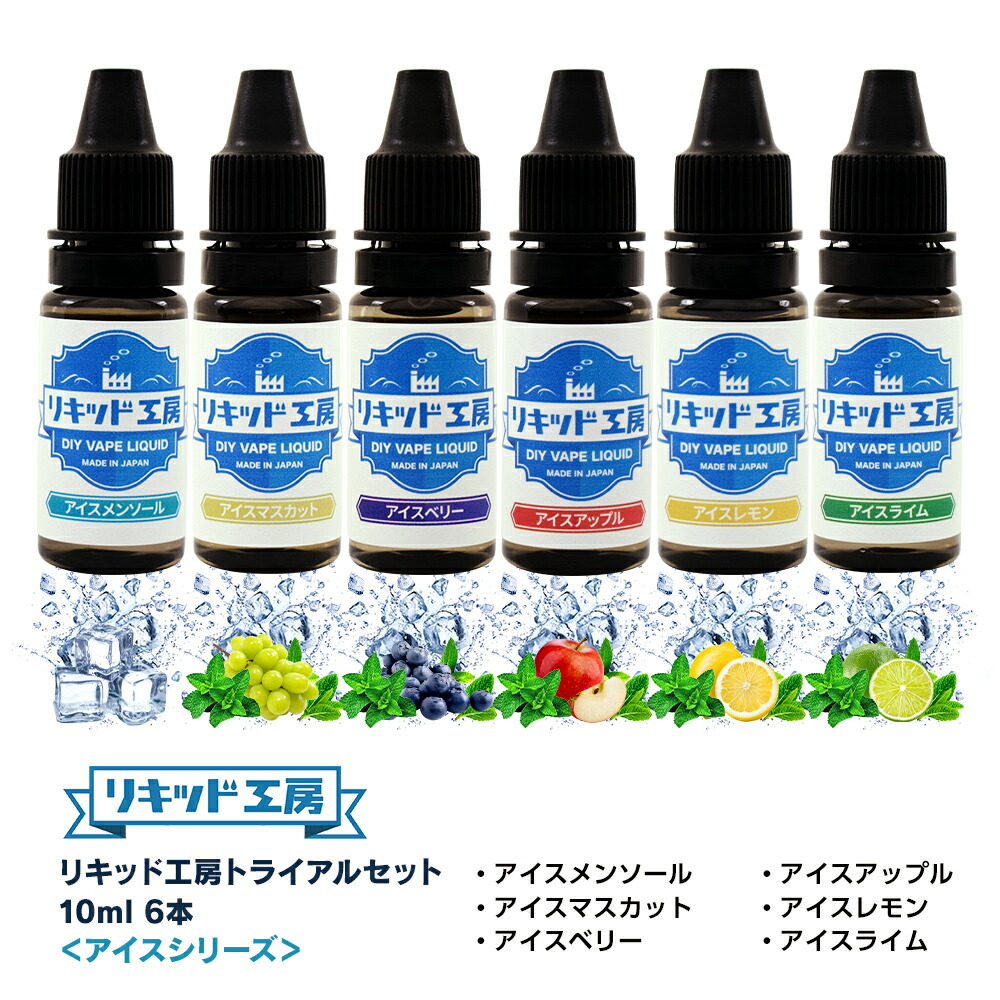 市場 クーポン利用で200円OFF 電子タバコ 6本 10ml アイスメンソール アイスマスカット お試しセット アイスシリーズ 人気フレーバー  リキッド