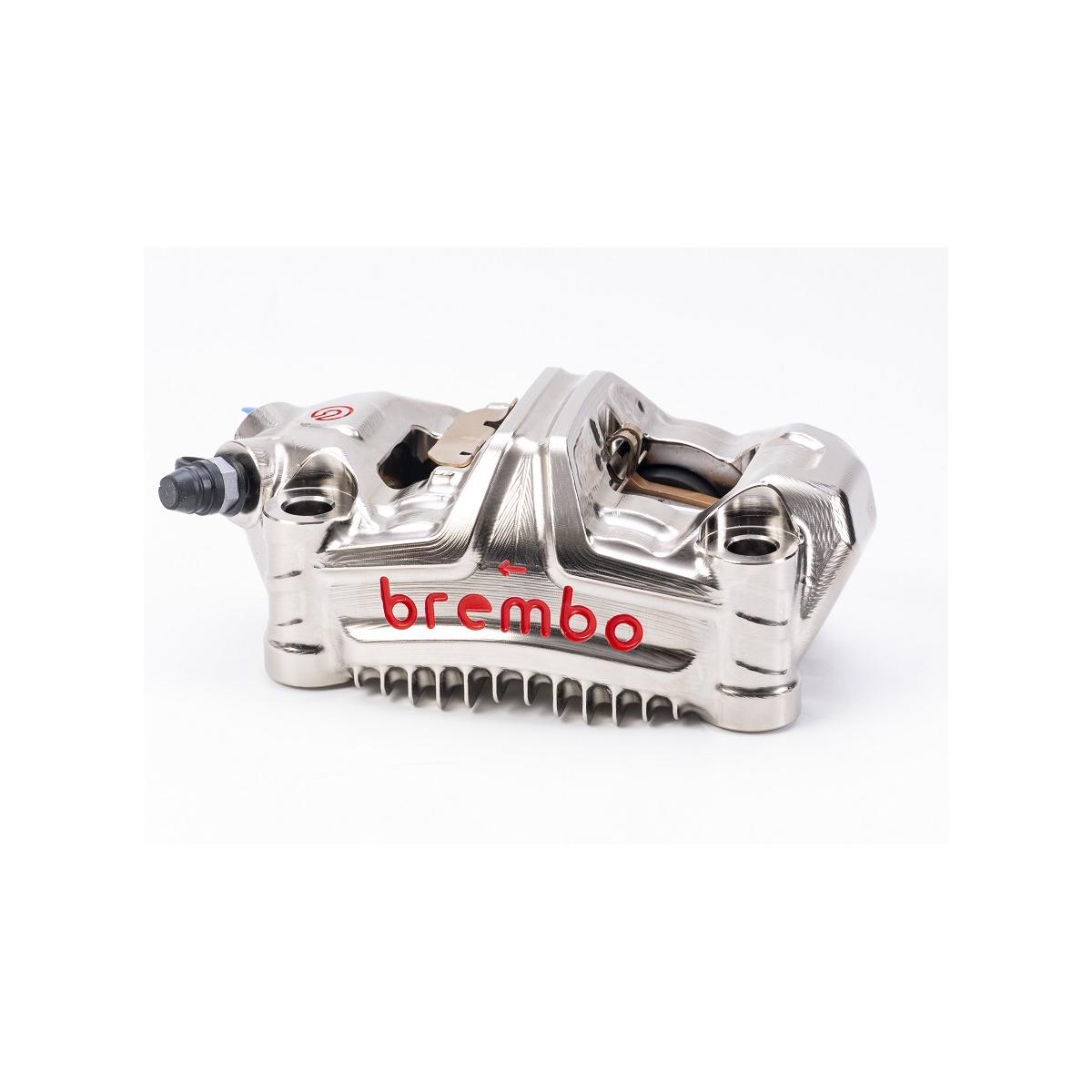 brembo (ブレンボ) GP4-MS ラジアル CNC モノブロック 4P キャリパー ニッケルコーティング レッドロゴ 左側 Φ30 取付ピッチ:100mm 120.D600.50