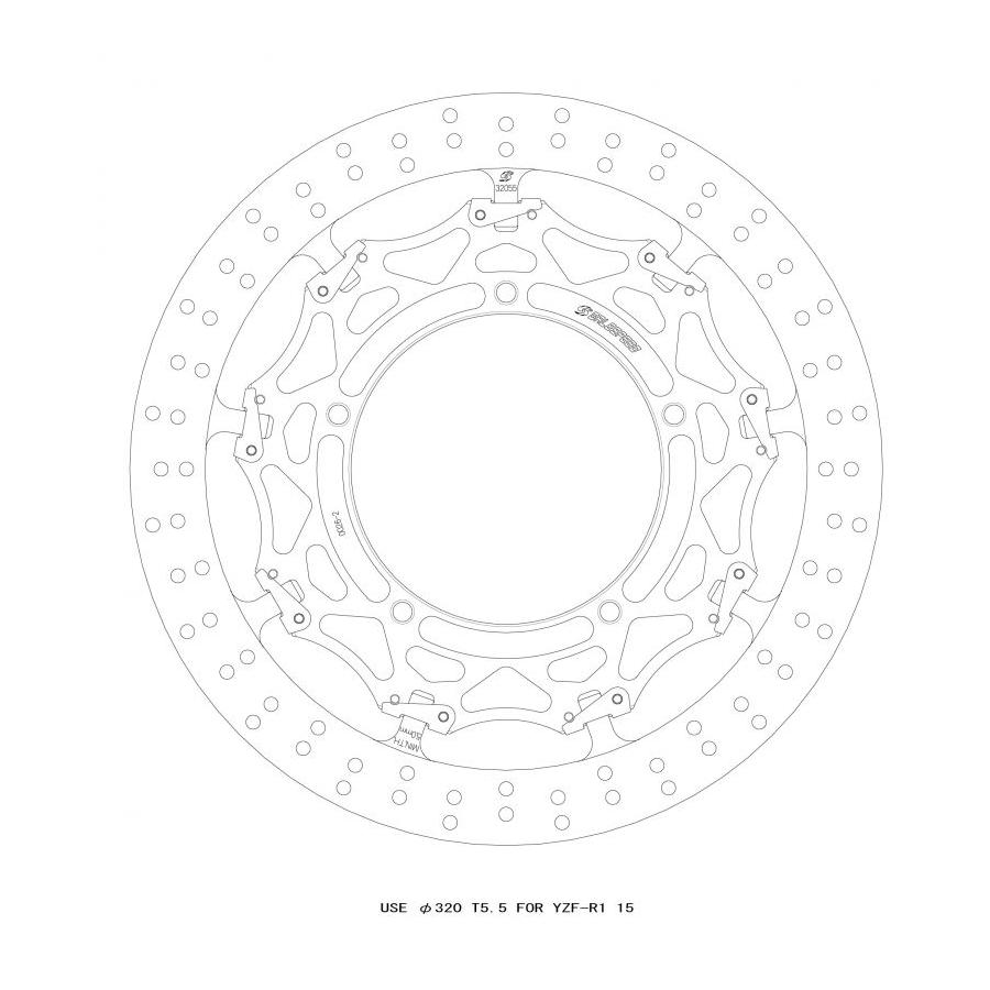 ゲイルスピード クロスロックディスクローターF＆phi;320 L T\u003d5.5 F)YZF-R1(ABS) 15-22/YZF-R6(ABS) 17-20 GSBDF0026L
