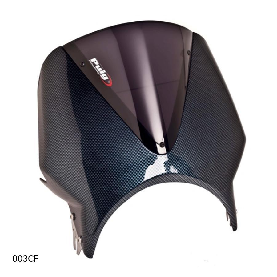 Puig (プーチ) WindshieldVisiDスモーク/カーボン ネイキッド車 汎用 (ネイキッド用汎用スクリーン) 003CF