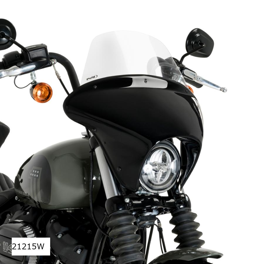 Puig (プーチ) ウインドシールド バットウイング SML グロスブラック/クリア SOFTAIL STREET BOB FXBB 21215W