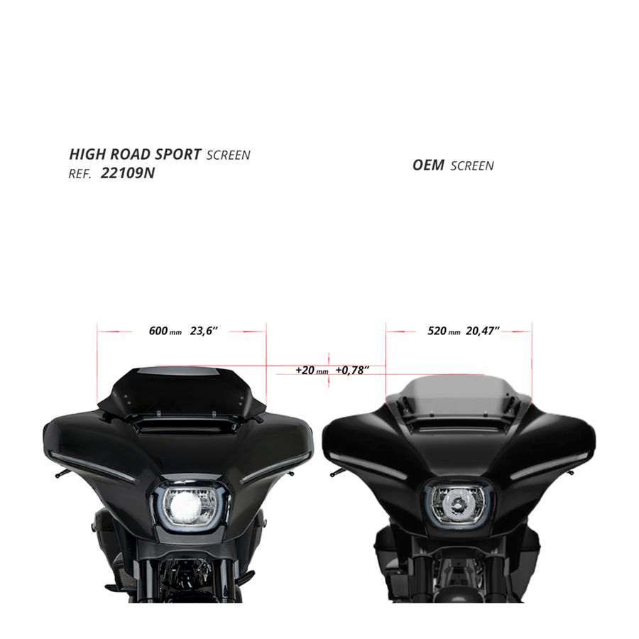 Puig (プーチ) ハイロードスクリーン SPORT マットブラック HARLEY-D STREET GLIDE FLHX 22109J