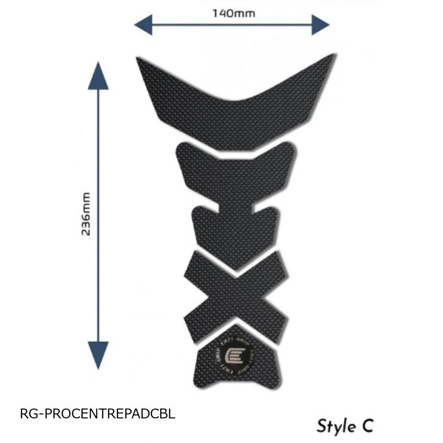 R&G (アールアンドジー ) Eazi-Grip Tank Grips:PRO:ブラック COLOR Design C (Centre Tank Pads) RG-PROCENTREPADCBL