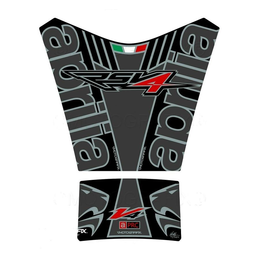 モトグラフィックス タンクパッド グレー/ブラック APRILIA RSV4 MT-TA025KE