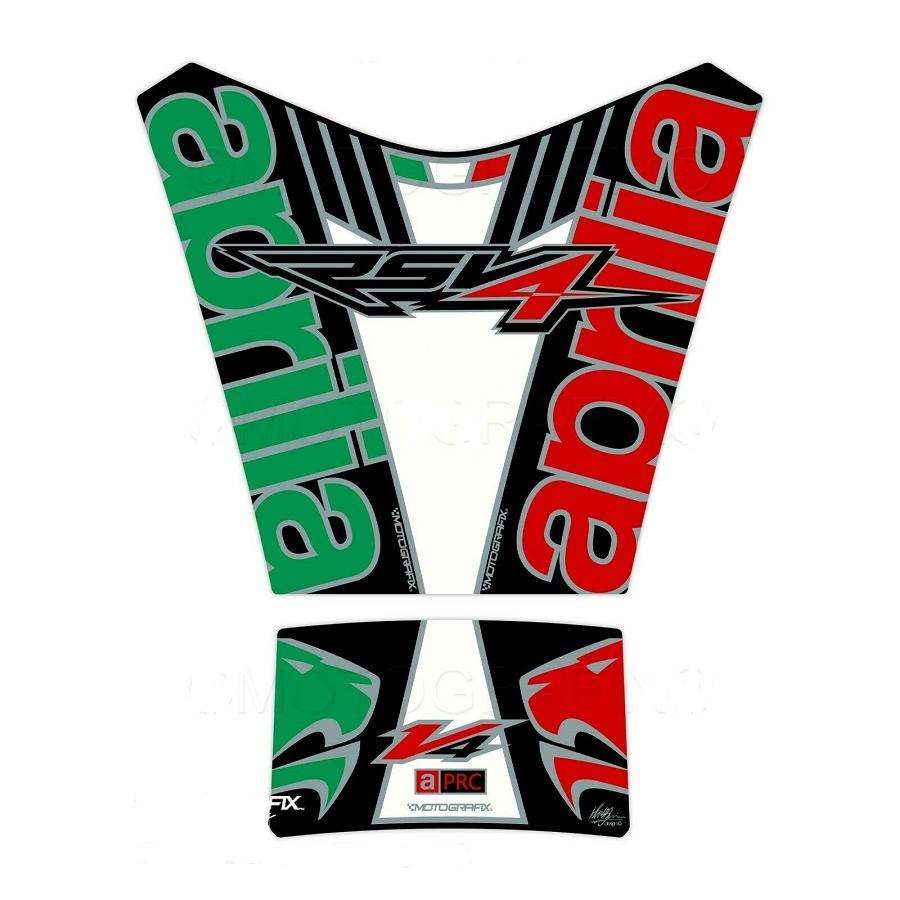 モトグラフィックス タンクパッド ブラック/ホワイト APRILIA RSV4 MT-TA025KTW