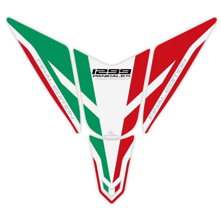 モトグラフィックス タンクパッド ホワイト/レッド/グリーン DUCATI 1299PANIGALE R MT-TD025FE