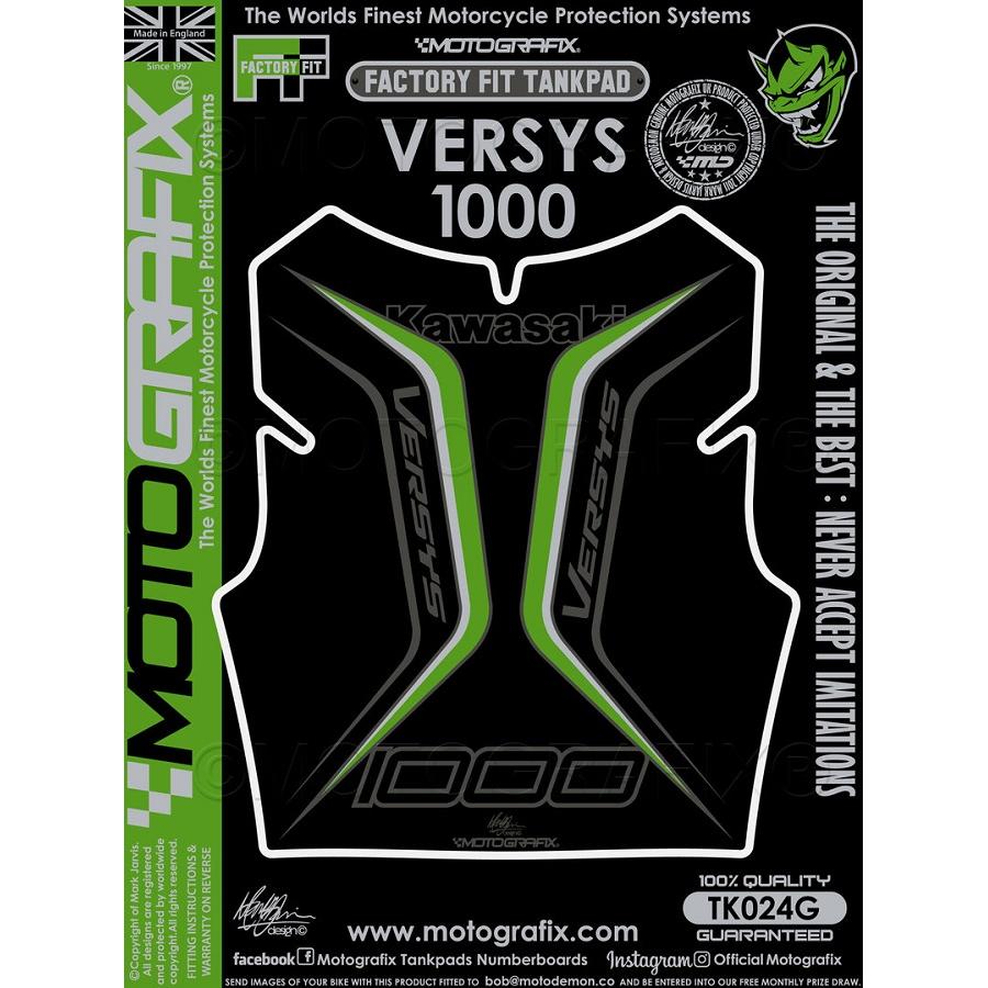 モトグラフィックス タンクパッド ブラック/グリーン VERSYS1000 MT-TK024G