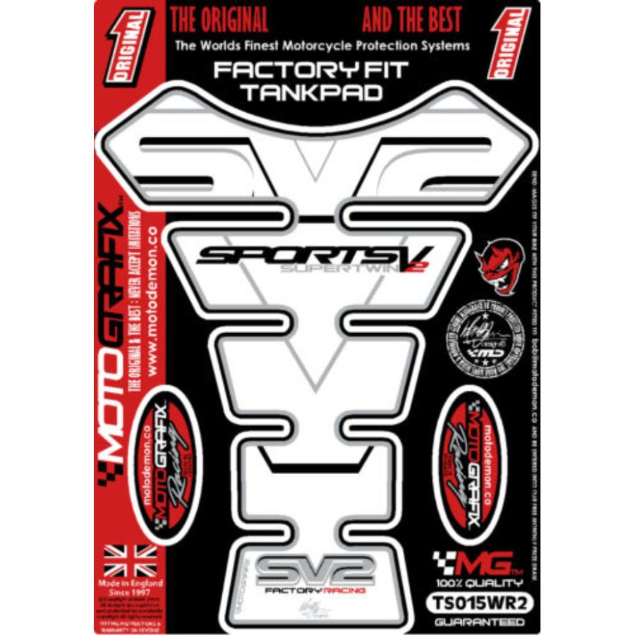 モトグラフィックス タンクパッド ホワイト/ブラック SUZUKI SPINE MT-TS015WR2