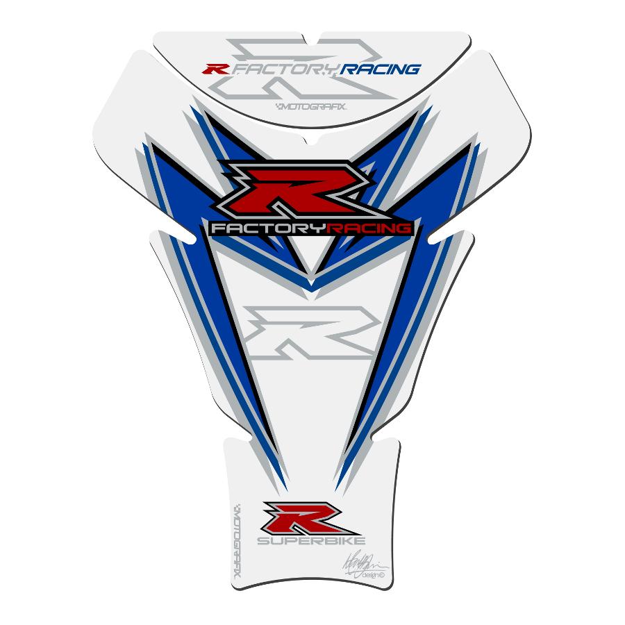 モトグラフィックス タンクパッド ブルー/ホワイト GSX-R600/750/1000 MT-TS020BW