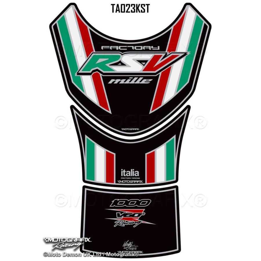 モトグラフィックス タンクパッド ブラック/レッド/ホワイト APRILIA RSV1000 Mille 99-03 MT-TA023KST