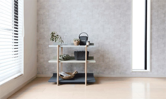 グラデーションのステージを愉しむ DUENDE MARGE SHELF 3 / LIGHT GREY / BEIGE / DARK GREY マージ シェルフ３段 デザイナーズ家具 三色の棚板 自由に組み替えることができるシェルフ 薄く丈夫なスチール構造 天然木の無垢材 塗装を施さない無塗装の仕様 リビング 送料無料｜BRICBLOC-PLOT