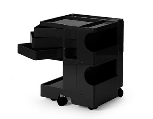 ボビーワゴン 2段3トレイ ブラック　送料無料　ジョエ・コロンボ　イタリア MoMAパーマネントコレクションデザイナーズ家具インテリアベッドサイドテーブルロングセラープラスチック製｜BRICBLOC-PLOT 43,615円