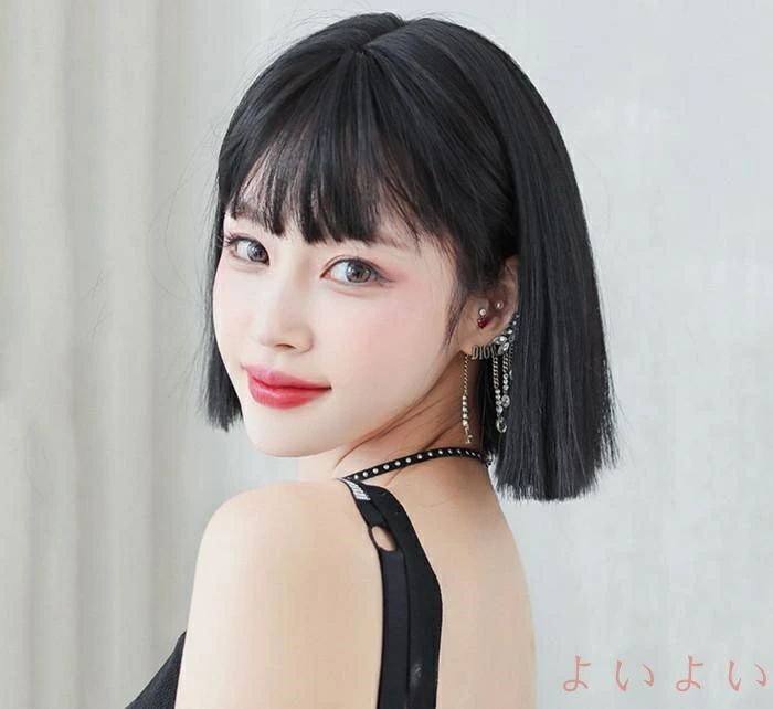 【送料無料】ウィッグ ボブ ショート 自然 フルウィッグ ショートウイッグ レディース かつら 女性 医療用ウィッグ バレない 黒髪 ハイトーン お洒落 ハロウィン 医療用 大
