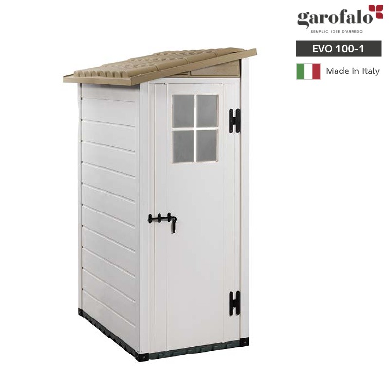 コンパクトサイズ Diy組み立て簡単 Garofalo おしゃれ スリム 置き配 小型 物置 新デザイン 小屋 屋外 小屋 倉庫 キット ガーデンシェッド 庭 収納庫 Diy トスカーナ エヴォテラス Evo Terrace 100 1 W5mm Garofalo ガロファロ 置き配 宅配ボックス エクステリア