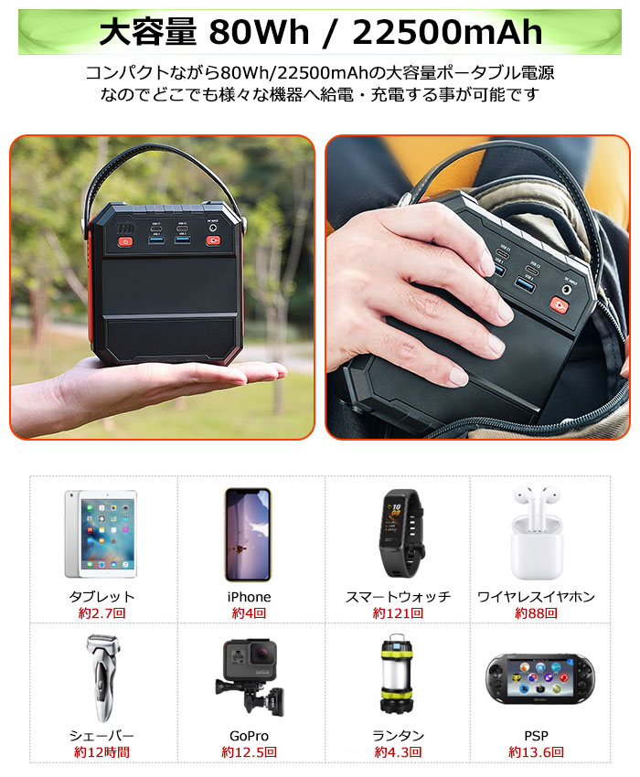 ポータブル電源 大容量 ソーラーパネル 小型 バッテリー 正弦波 車中泊 80w ポータブルバッテリー アウトドア キャンプ mah