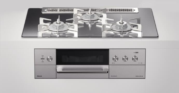 【都市屁っ放り】リンナイ ビルトインガスコンロ デリシア プラチナ鏡鑑 幅75糎 3V蓄電池手合い ココット嘱する RHS71W30E13RCSTW-13A