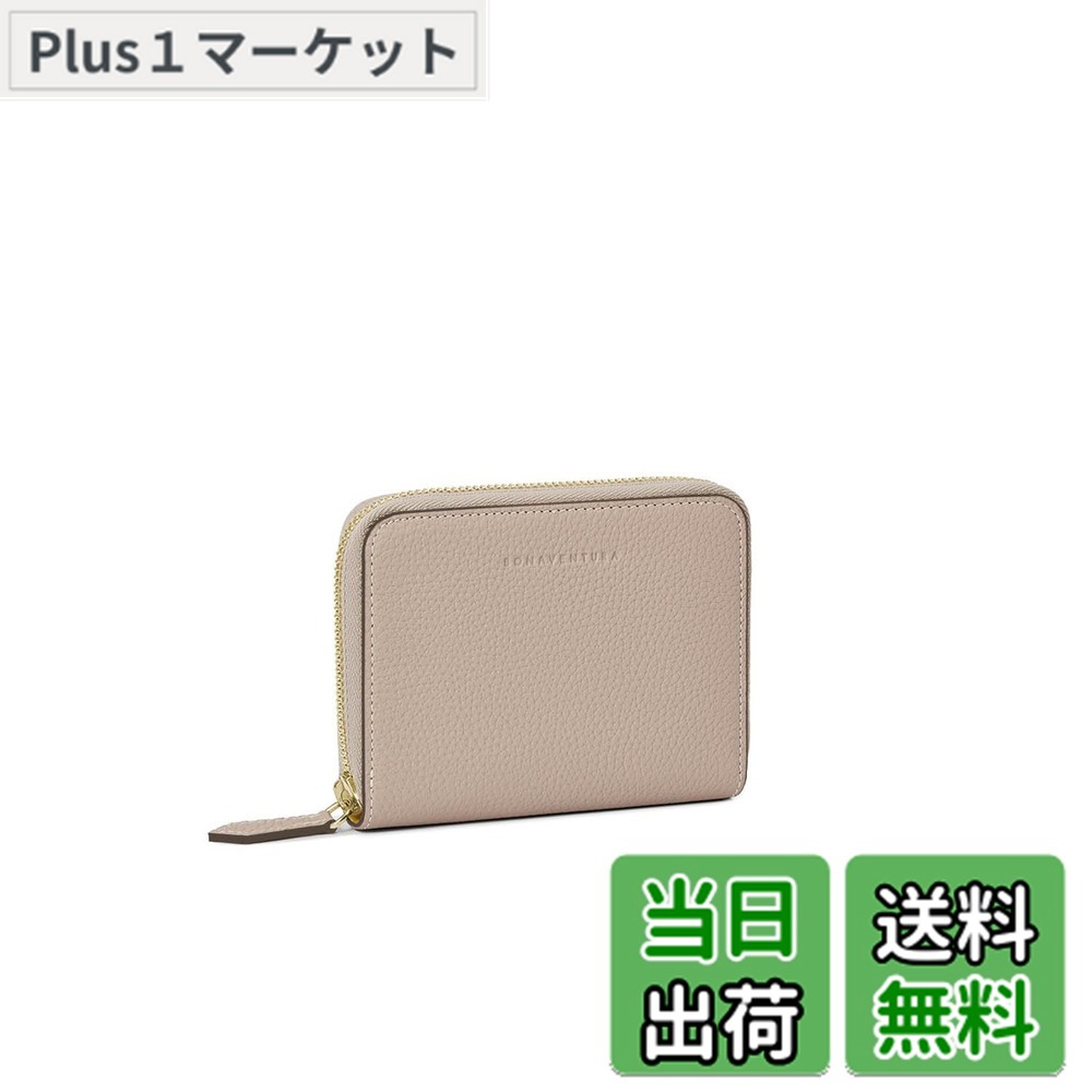 【貨物輸送無料】【BONAVENTURA】並み並み ファンクショナル ジップウォレット シュリンクレザー 色：グレージュ x ベイビーピンク、大きさ：歌留多細長い切口