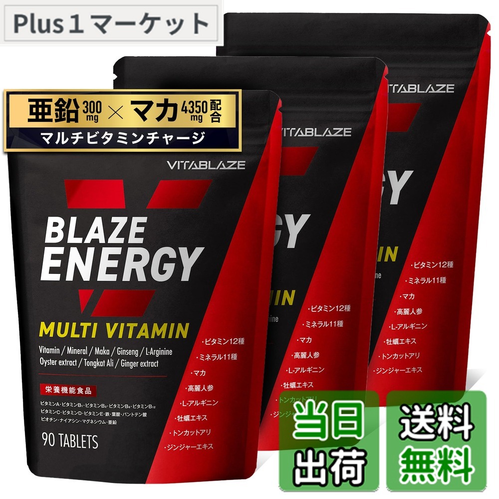 【送料無料】BLAZE ENERGY マルチビタミン & マルチミネラル サプリメント ビタミン 12種 ミネラル 11種 90日分 270粒 亜鉛 マカ 高麗人参 アルギニン トンカットアリ 牡蠣エキス VITA BLAZE ビタブレイズ ブレイズエナジー