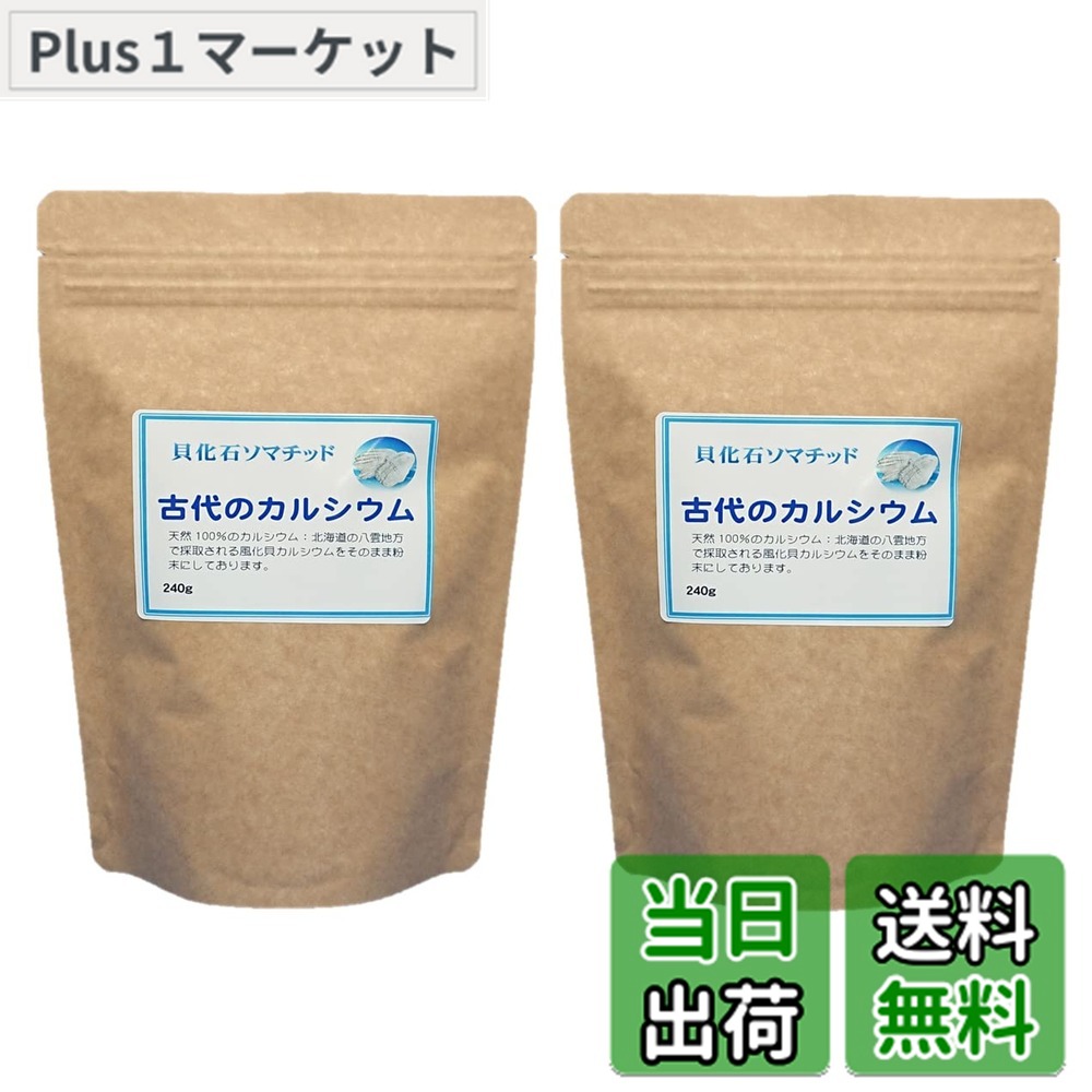 【送料無料】北海道の八雲 風化貝粉末 『古代のカルシウム』240g 増量版 2袋セット 160日分(１日3g程度) ソマチッド貝化石食品 カルシウム補給用 風化貝 カルシウム 100％ 国産