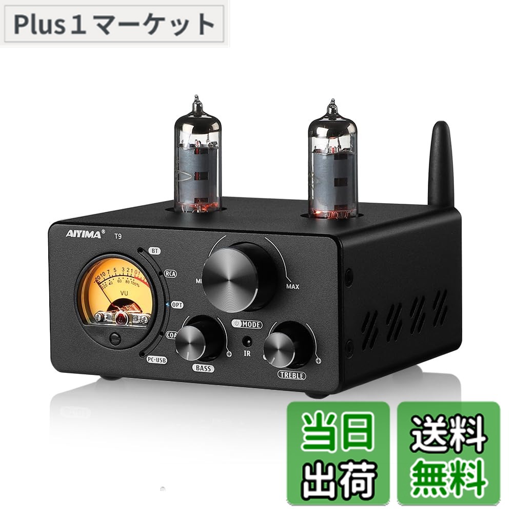 【貨物輸送無料】AIYIMA T9 Bluetooth 5.0 100W*2熱電子管アンプリファイアー 2.0通信路 無意味さ管 USB DACステレオHiFiホームオーディオデジタルアンプ RCA/COA/Opt/パソコン-USB、VU米突付き添い人