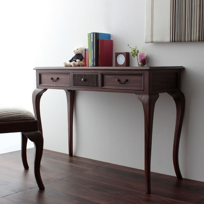 楽天市場】コンソールテーブル 猫脚 天然木 引き出し 完成品 幅106.5cm