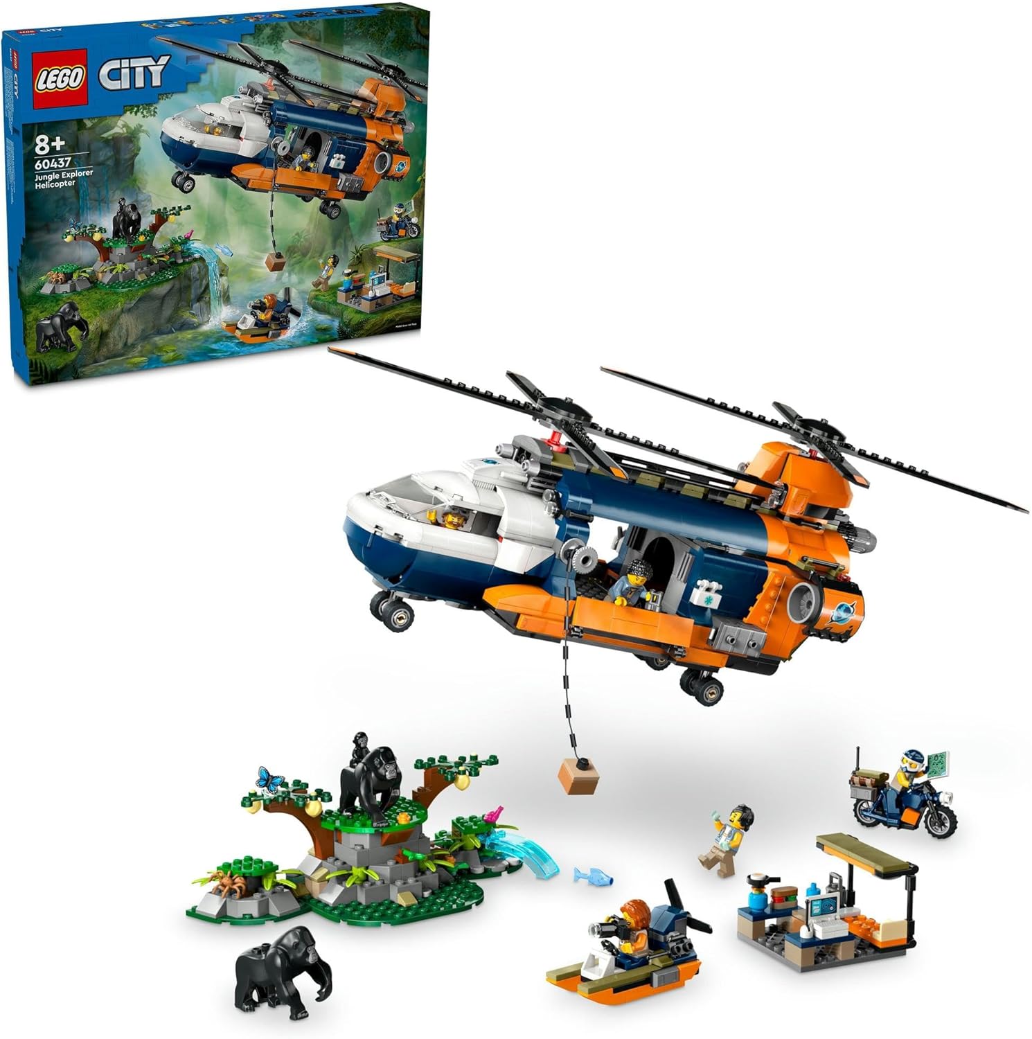 レゴ LEGO シティ ジャングル探し回る ベースキャンプのヘリコプタ 60437 手あそび セット-ブロック-おもちゃ