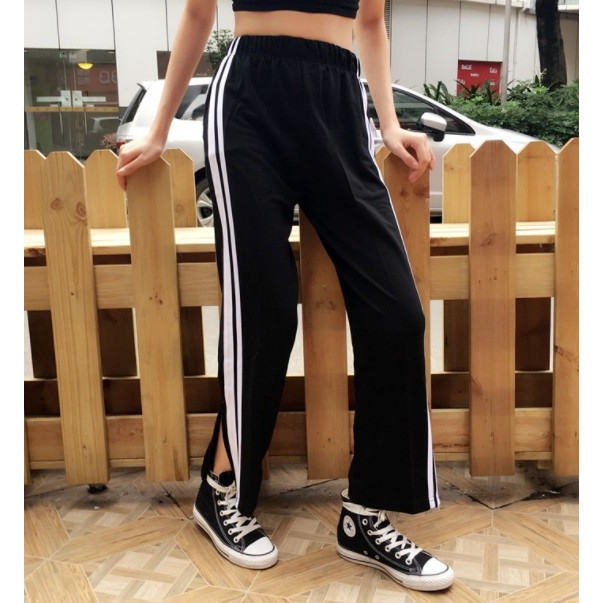 楽天市場 ジャージ スリット スウェットパンツ ライン サイドライン レディース 裾広 ゆったり 大きい ボトムス パンツ ジッパー Branche 楽天市場店