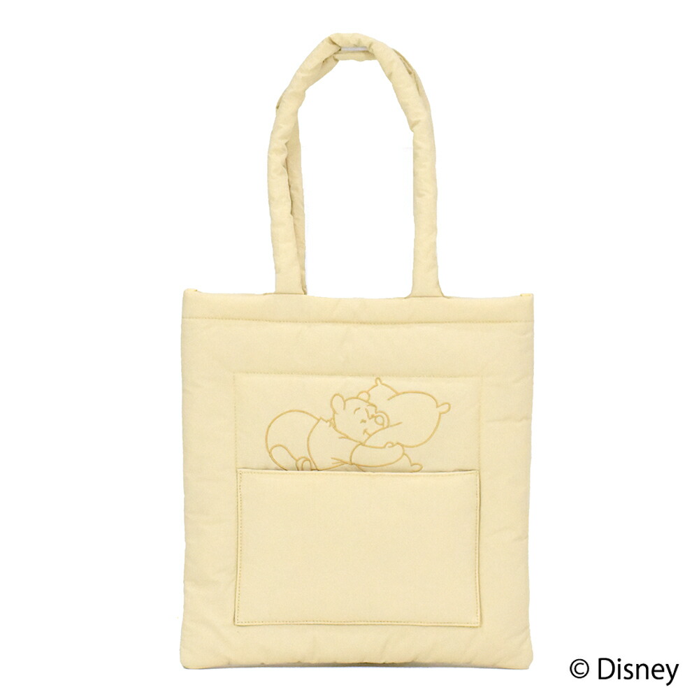 Disney 『 くまのプーさん 』 ひな型 パデッドトートバッグ  トートバッグ 御徒面子 黄色 肩かけ 軽さ 納める 成年者好いたらしい 成年者  差し上げ物 バレンタイン 差し上げ物
