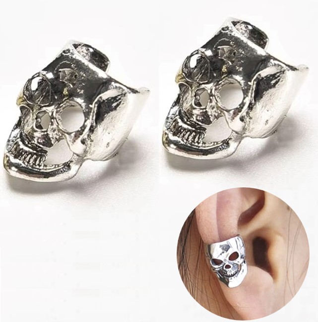 楽天市場】送料無料 両耳用 スカル イヤーカフ イヤリング ノンホール