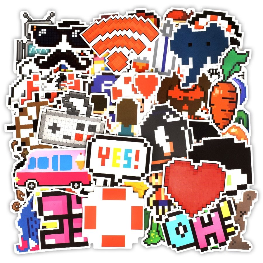 楽天市場 ピクセル ドット絵 ステッカー 50枚セット ラベルステッカー ブランド おしゃれ デコ キャラクター おもしろ かわいい 防水 パソコン スマホ ハワイ 自転車 バイク スーツケース ヘルメット 大量 手帳 面白い 詰め合わせ 誕生日 記念日 Select ギフト