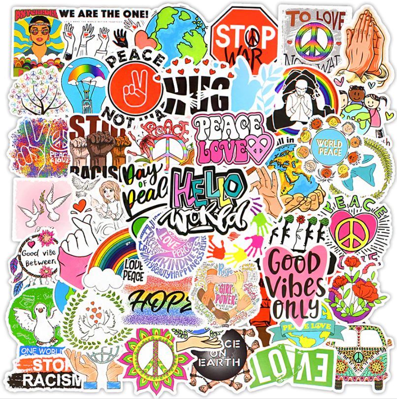 楽天市場 ピース ステッカー 50枚セット ラベルステッカー ブランド おしゃれ デコ キャラクター おもしろ かわいい 防水 パソコン スマホ ハワイ 自転車 バイク スーツケース ヘルメット 大量 手帳 面白い 詰め合わせ 誕生日 記念日 Select ギフト プレゼント などに