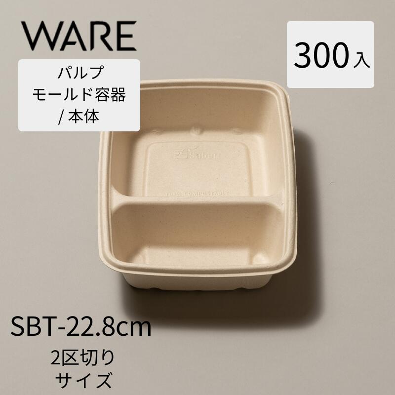 パルプモールド 持ち帰り 入れもの 使い捨て入れもの 弁当入れもの SBT-22.8x16.5糎2句切りめパルプ御盆(300入)