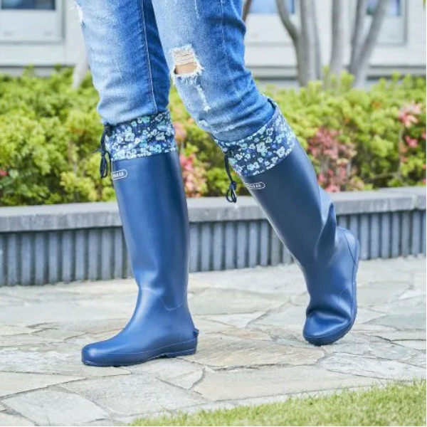 たためるレインブーツ POLKAS S ブルー×フラワー EF-PO01SBL アンファンス 長靴 長ぐつ レインブーツ 雨の日 お出かけ おしゃれ かわいい プレゼント ギフト
