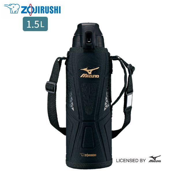 【特典：ステンレスボトル洗浄剤付き】象印 ステンレスクールボトル 1.5L SD-FX15 BA ブラック 水筒 スポーツボトル 保冷 ワンタッチ マグボトル MIZUNO ミズノ プレゼント ギフト