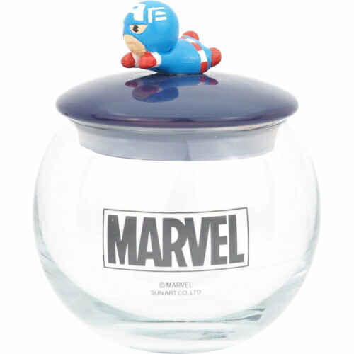 【送料無料】MARVEL マーベル ガラスキャニスター KAWAII キャプテン・アメリカ 保存容器 SAN3038-1 サンアート sunart プレゼント画像