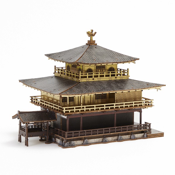 メール便送料無料 Wooden Art ki-gu-mi 金閣寺 カラーVer. エーゾーン 木組 立体パズル 木製 工作 おもちゃ インテリア プレゼント ギフト