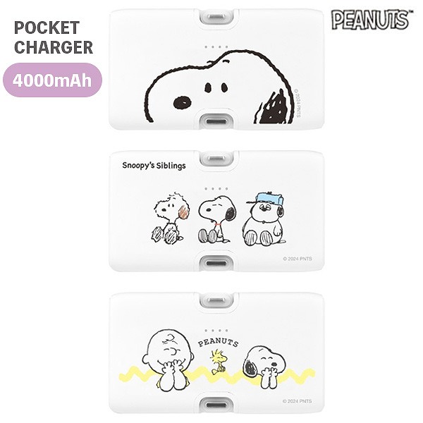 スヌーピー USB出力 リチウム充電器 SNGG-93 Lightning/Type-Cコネクタ付き リチウムイオン充電器 4000mAh ピーナッツ キャラクター プレゼント ギフト バッテリー ケータイ 携帯電話 スマホ モバイル充 急速充電器