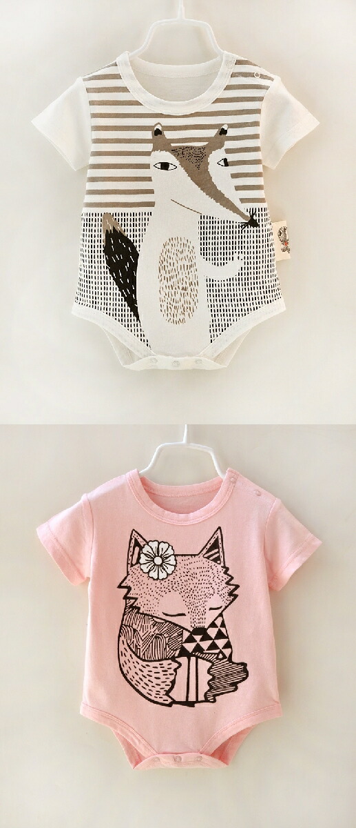 楽天市場 送料無料ボディスーツ ロンパース カバーオール 半袖 肌着 ベビー肌着 下着 イラスト ロゴプリント 男の子用 女の子用 60 65 70 Plus Nao