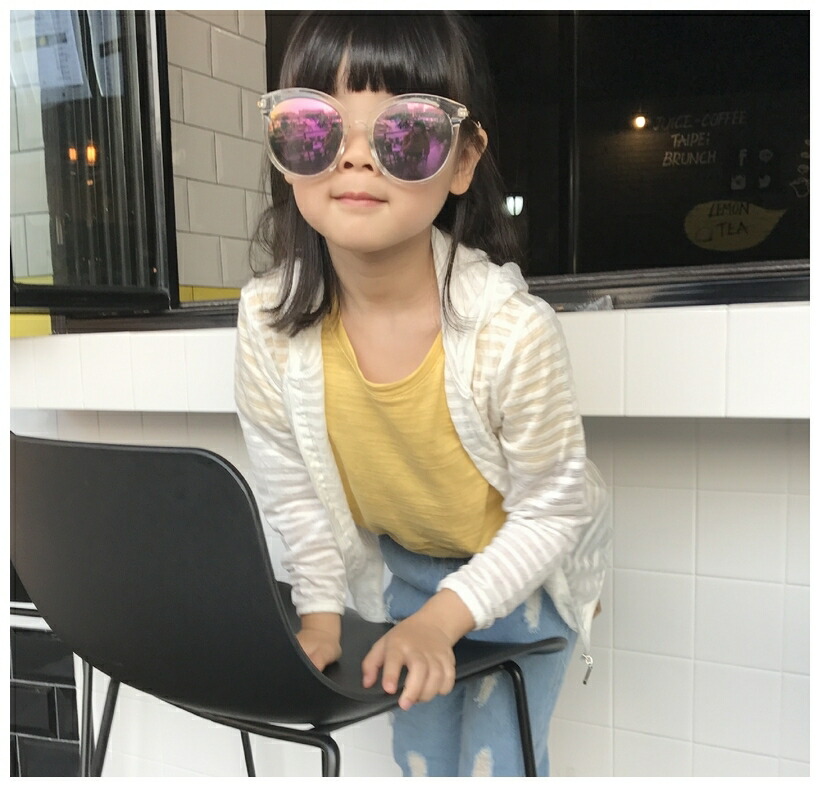 送料無料子供用パーカージップアップパーカーフード付き長袖ボーダー刺繍入り男の子女の子キッズジュニア100110120130140紫外線対策冷房対策