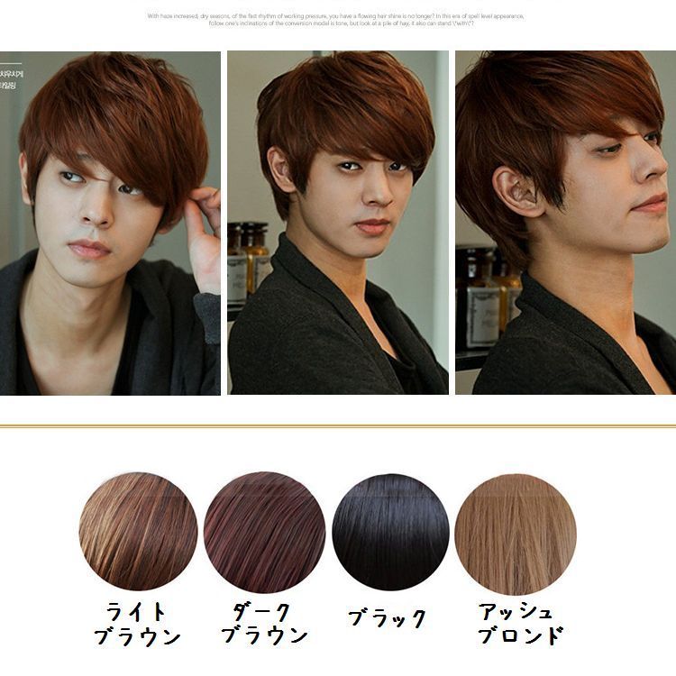 楽天市場 送料無料 フルウィッグ かつら カラーウィッグ メンズ 男性 ストレート おしゃれ かっこいい 裏ネット 短髪 ファッション ブラウン ブラック ブロンド ワンサイズ Plus Nao