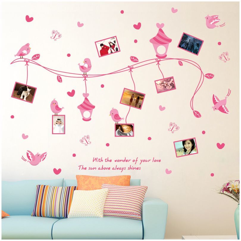 楽天市場 送料無料 ウォールステッカー 壁紙シール ウォールシール フォトフレーム 写真 ハート 鳥 バード おしゃれ 可愛い かわいい おしゃれ 壁シール 壁面装飾 壁装飾 室内装飾 ルームデコレーション リフォーム イベント 飾り付け 雑貨 小物 インテリア Plus Nao