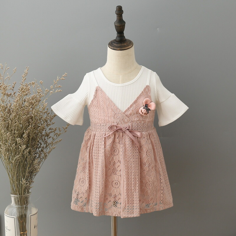 楽天市場 送料無料子ども服 子ども用 キッズ ワンピース チュニックワンピ 女の子 半袖 春 夏 フリルスリーブ 色違い ふたご 姉妹 レース 膝丈 ミディアム丈 膝上丈 ショート丈 リボン お花 フラワー 重ね着風 カシュクール風 可愛い かじゅある オシャレ Plus Nao