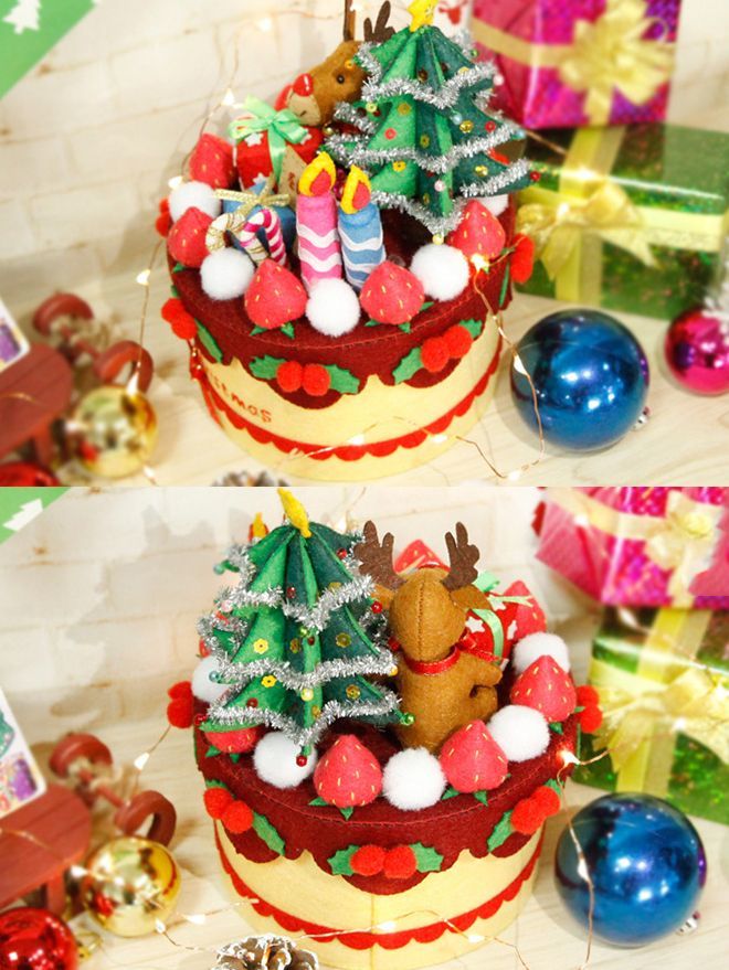 楽天市場 送料無料手芸セット 素材セット 手作り ハンドクラフト ハンドメイド かわいい 裁縫 手縫い 可愛い 手芸 手芸キット 小物入れ 手作り小物入れ 小物収納 フェルト インテリア雑貨 雑貨 趣味 ホビー 玄関 ケーキ風 クリスマス クリスマスケーキ風 プレ Plus Nao