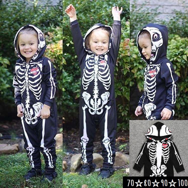 楽天市場 送料無料 子供用 ハロウィン衣装 キッズ ベビー ハロウィン コスプレ 衣装 つなぎ ジャンプスーツ ロンパース 骸骨 ガイコツ スケルトン 死神 コスチューム 仮装 イベント パーティー Motto Motto